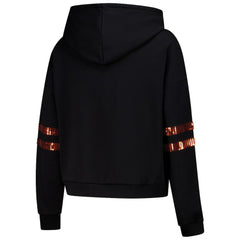 Cincinnati Bengals Cuce Women's Cropped Sequins Pullover Hoodie - Black sale