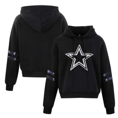 Dallas Cowboys Cuce Women's Cropped Sequins Pullover Hoodie - Black sale