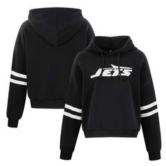 New York Jets Cuce Women's Cropped Sequins Pullover Hoodie - Black cheap
