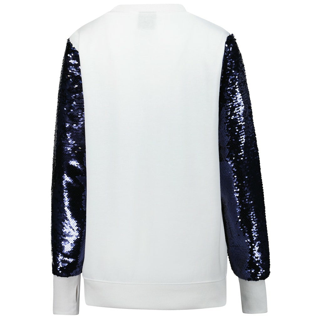 Dallas Cowboys Cuce Women's Sequin Sleeve V-Neck Pullover Sweatshirt- White for sale