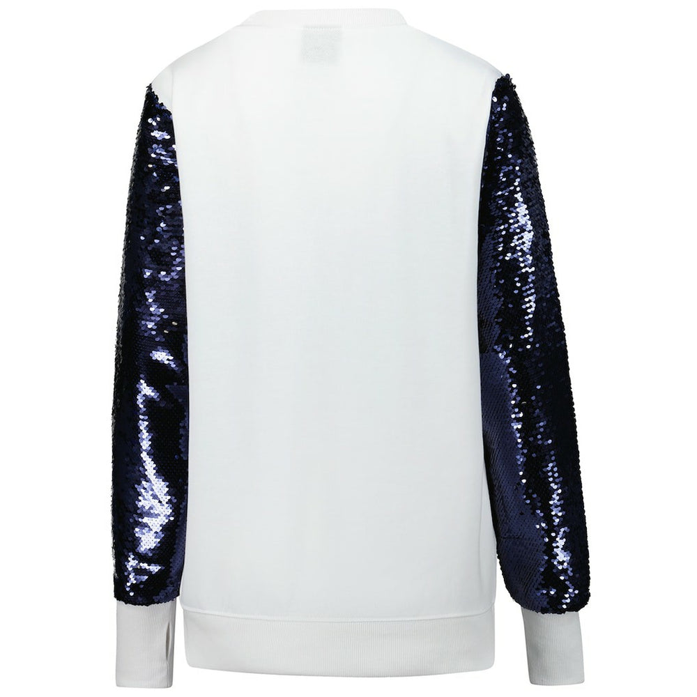 Dallas Cowboys Cuce Women's Sequin Sleeve V-Neck Pullover Sweatshirt- White for sale