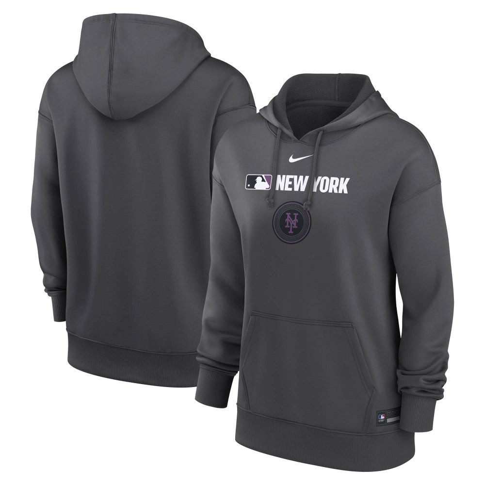 New York Mets Women's City Connect Authentic Collection Therma-FIT Hoodie - Anthracite | Nike