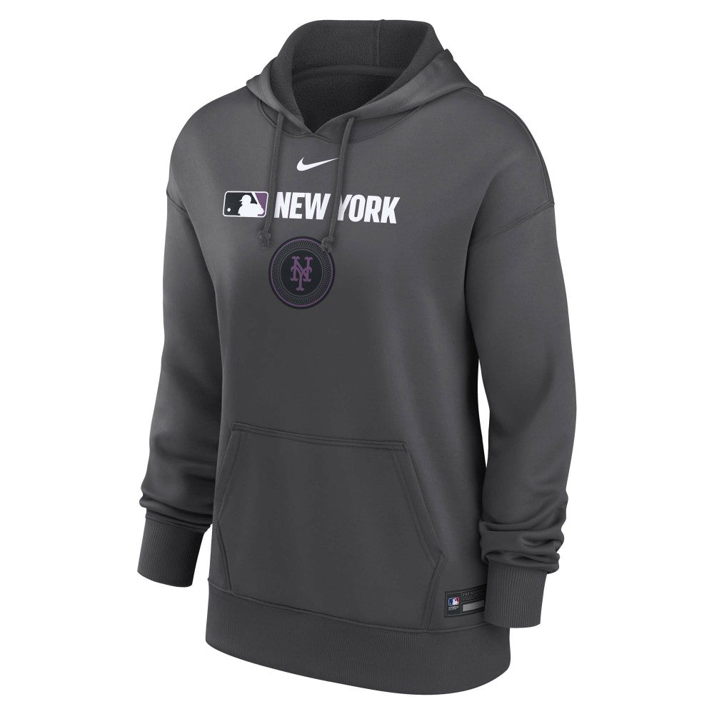 New York Mets Women's City Connect Authentic Collection Therma-FIT Hoodie - Anthracite | Nike