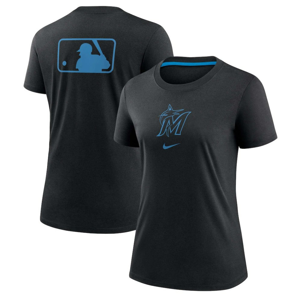 Miami Marlins Women's Authentic Collection Early Work Tri-Blend T-Shirt - Black | Nike