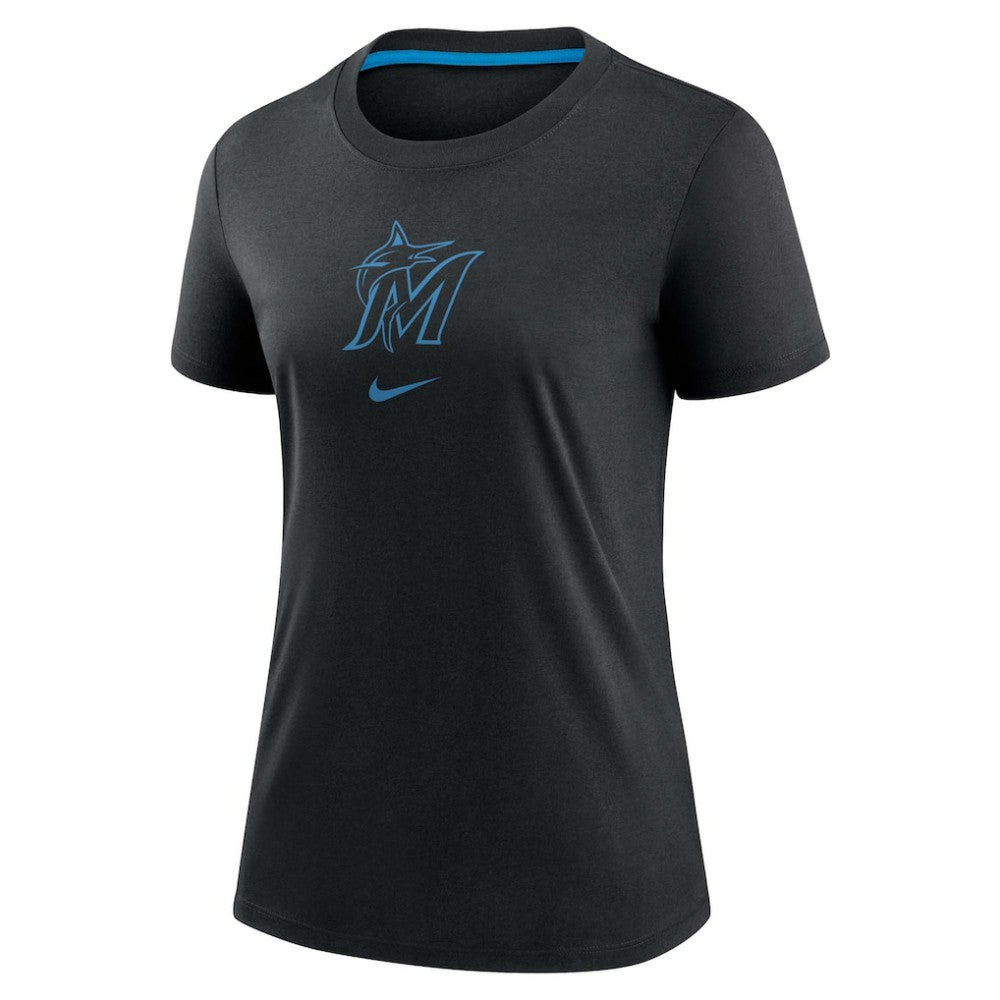 Miami Marlins Women's Authentic Collection Early Work Tri-Blend T-Shirt - Black | Nike