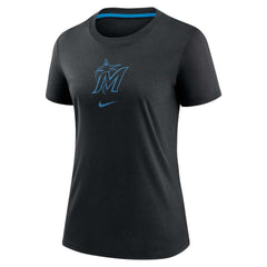 Miami Marlins Women's Authentic Collection Early Work Tri-Blend T-Shirt - Black | Nike