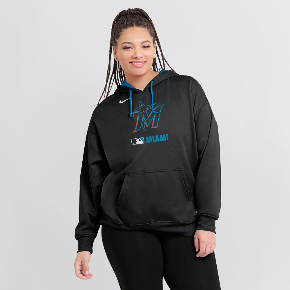 Miami Marlins Women's Authentic Collection Therma-FIT Hoodie - Black | Nike