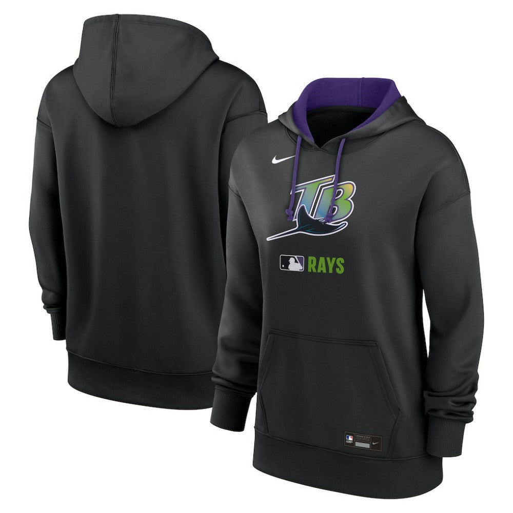 Tampa Bay Rays Women's Authentic Collection Lockup Alternate Logo Therma Hoodie - Black | Nike