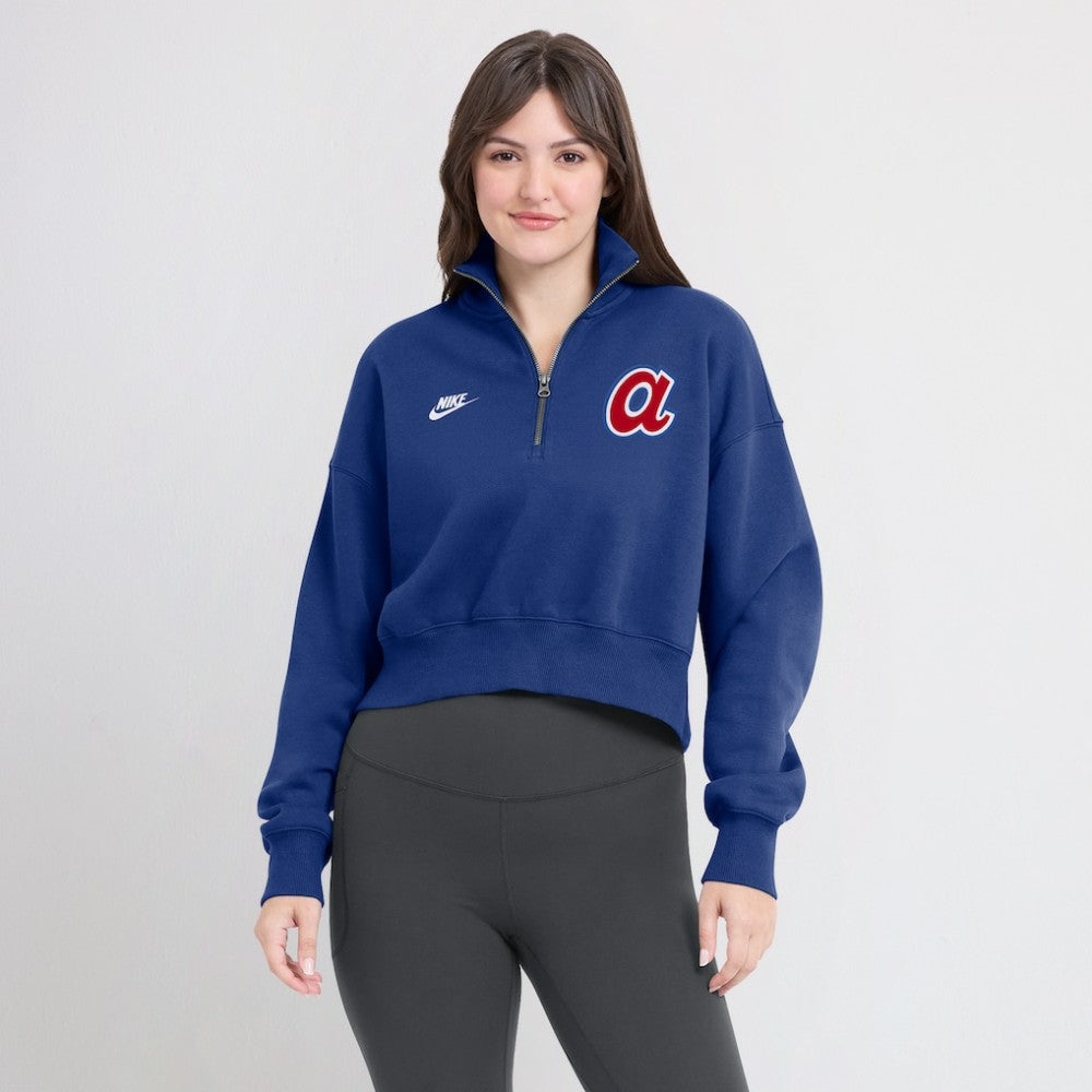 Atlanta Braves Women's Cooperstown Collection Phoenix Fleece Half-Zip Sweatshirt - Royal | Nike