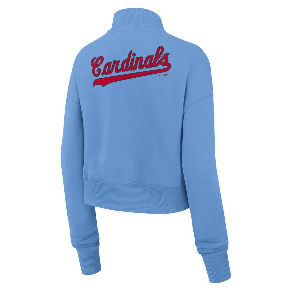 St. Louis Cardinals Women's Cooperstown Collection Phoenix Fleece Half-Zip Sweatshirt - Light Blue | Nike