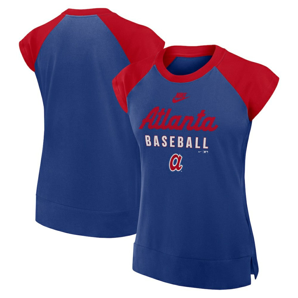 Atlanta Braves Women's Cooperstown Collection Raglan Dri-FIT T-Shirt - Navy/Red | Nike