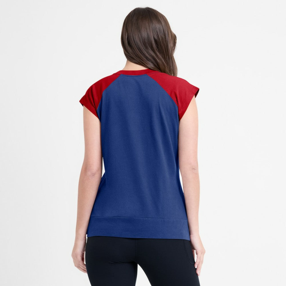 Atlanta Braves Women's Cooperstown Collection Raglan Dri-FIT T-Shirt - Navy/Red | Nike