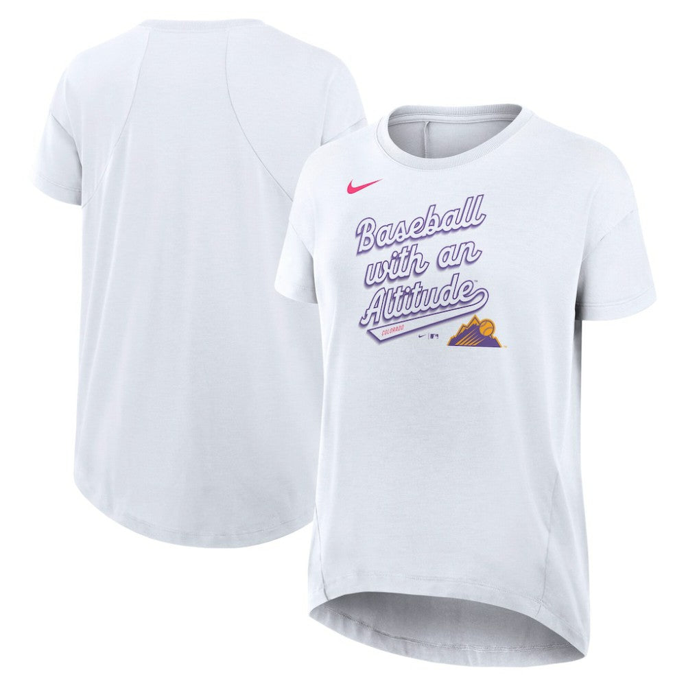 Colorado Rockies Women's 2025 City Connect Flowy Fashion Tri-Blend Dri-FIT T-Shirt - White | Nike