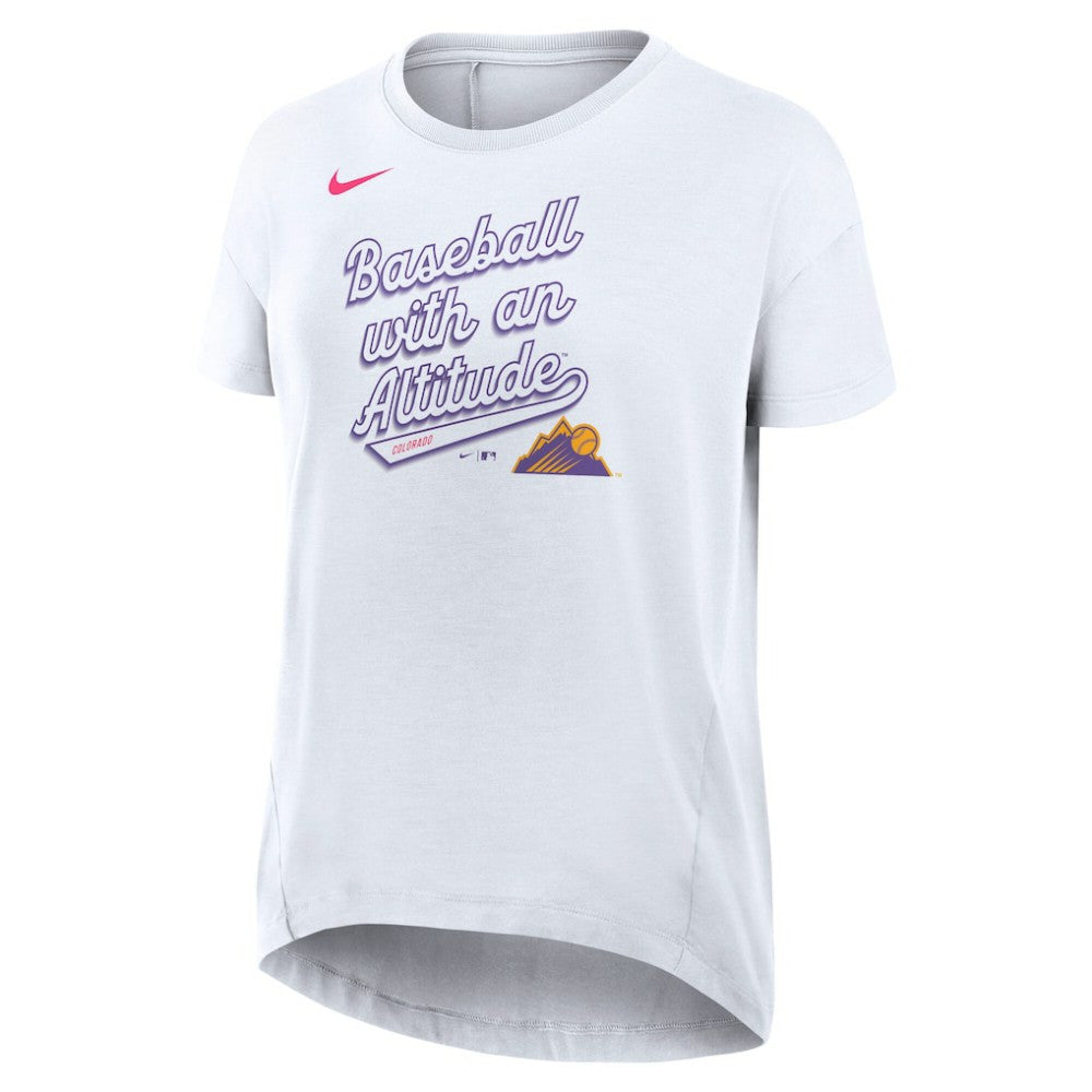 Colorado Rockies Women's 2025 City Connect Flowy Fashion Tri-Blend Dri-FIT T-Shirt - White | Nike