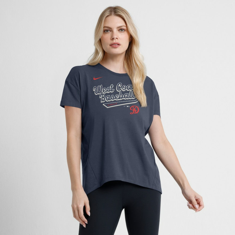 Los Angeles Dodgers Women's 2025 City Connect Flowy Fashion Tri-Blend Dri-FIT T-Shirt - Charcoal | Nike