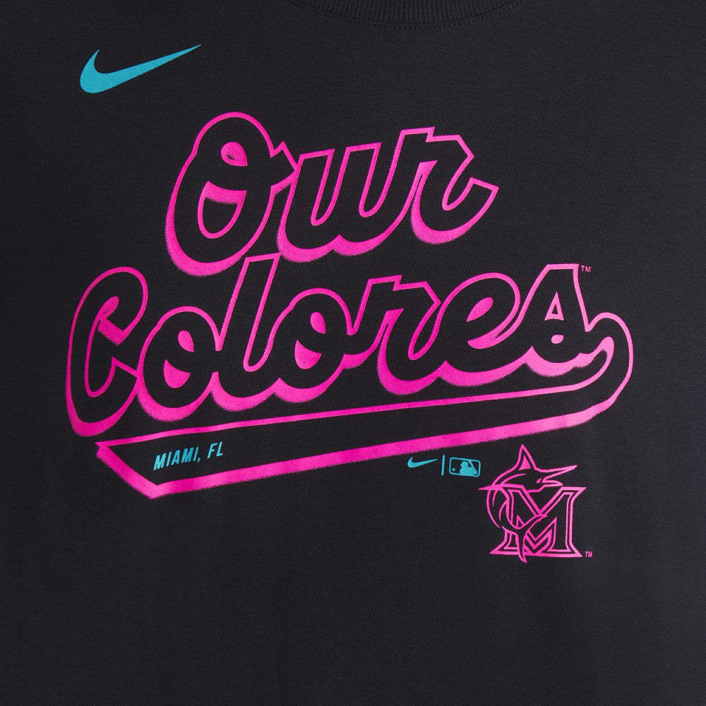 Miami Marlins Women's 2025 City Connect Flowy Fashion Tri-Blend Dri-FIT T-Shirt - Black | Nike