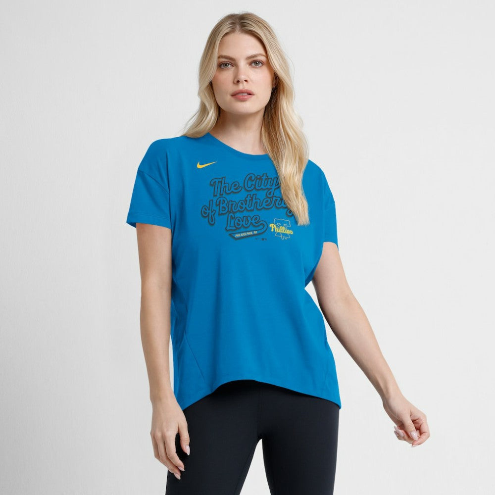 Philadelphia Phillies Women's 2025 City Connect Flowy Fashion Tri-Blend Dri-FIT T-Shirt - Blue | Nike
