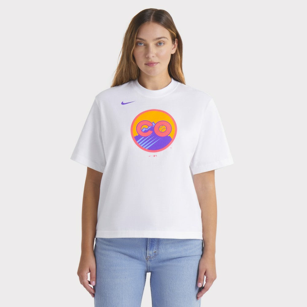 Colorado Rockies Women's 2025 City Connect Logo Boxy T-Shirt - White | Nike