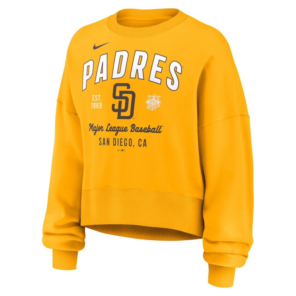 San Diego Padres Women's Oversized High Hip Pullover Sweatshirt - Gold | Nike
