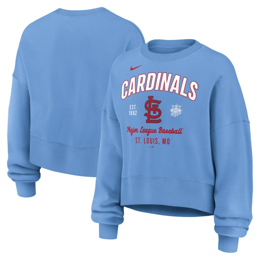 St. Louis Cardinals Women's Oversized High Hip Pullover Sweatshirt - Light Blue | Nike