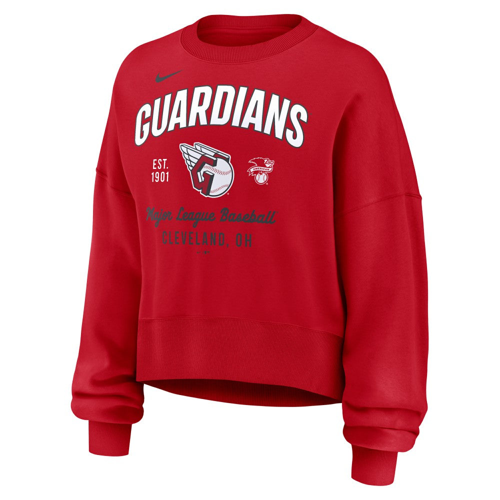 Cleveland Guardians Women's Oversized High Hip Pullover Sweatshirt - Red | Nike