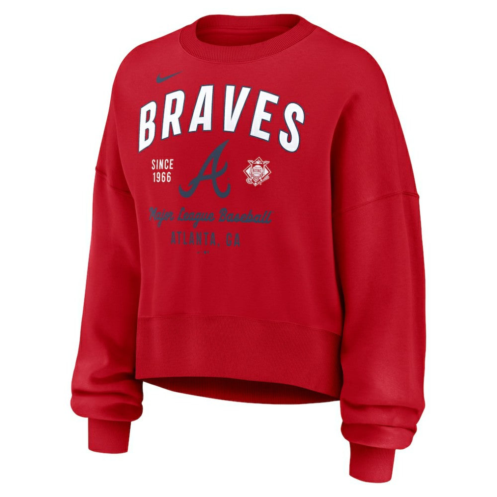Atlanta Braves Women's Oversized High Hip Pullover Sweatshirt - Red | Nike
