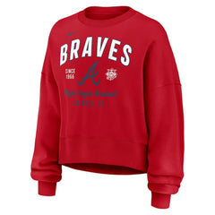 Atlanta Braves Women's Oversized High Hip Pullover Sweatshirt - Red | Nike
