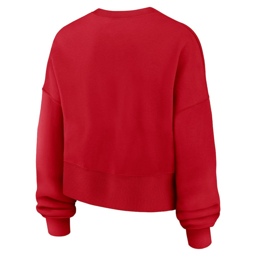 Atlanta Braves Women's Oversized High Hip Pullover Sweatshirt - Red | Nike