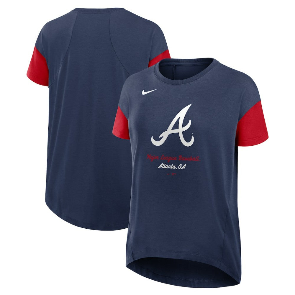 Atlanta Braves Women's Flowy Fashion Tri-Blend Dri-FIT T-Shirt - Navy | Nike