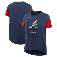 Atlanta Braves Women's Flowy Fashion Tri-Blend Dri-FIT T-Shirt - Navy | Nike