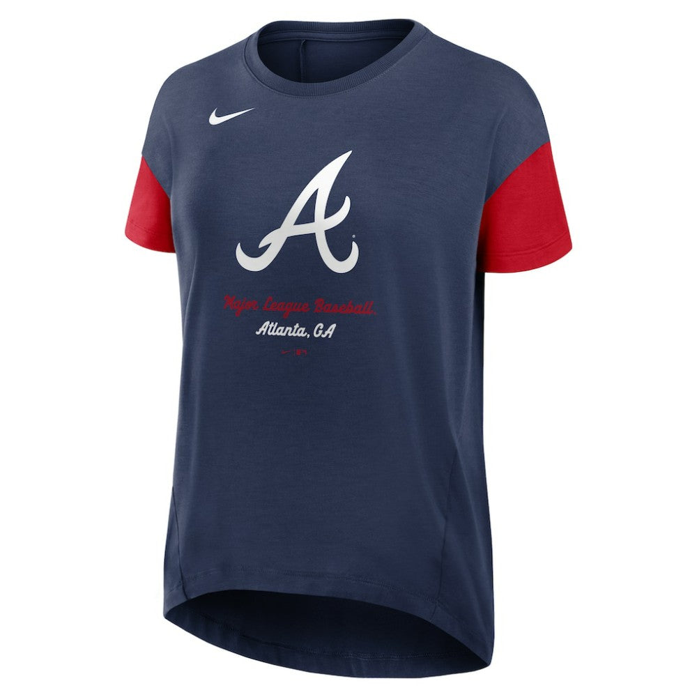 Atlanta Braves Women's Flowy Fashion Tri-Blend Dri-FIT T-Shirt - Navy | Nike