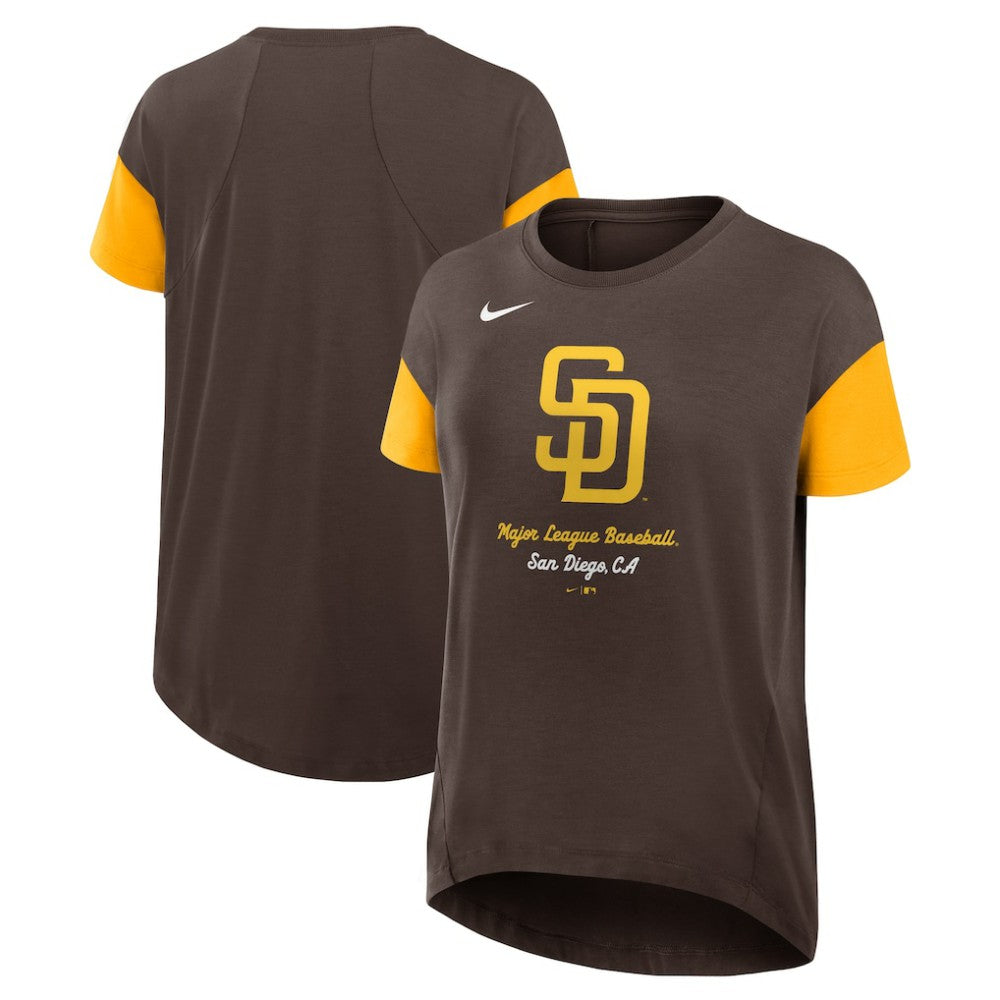 San Diego Padres Women's Flowy Fashion Tri-Blend Dri-FIT T-Shirt - Brown | Nike