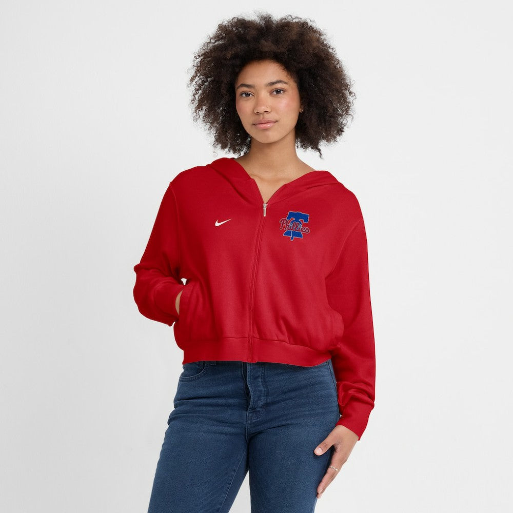 Philadelphia Phillies Women's Cropped Chill Full-Zip Hoodie - Red | Nike