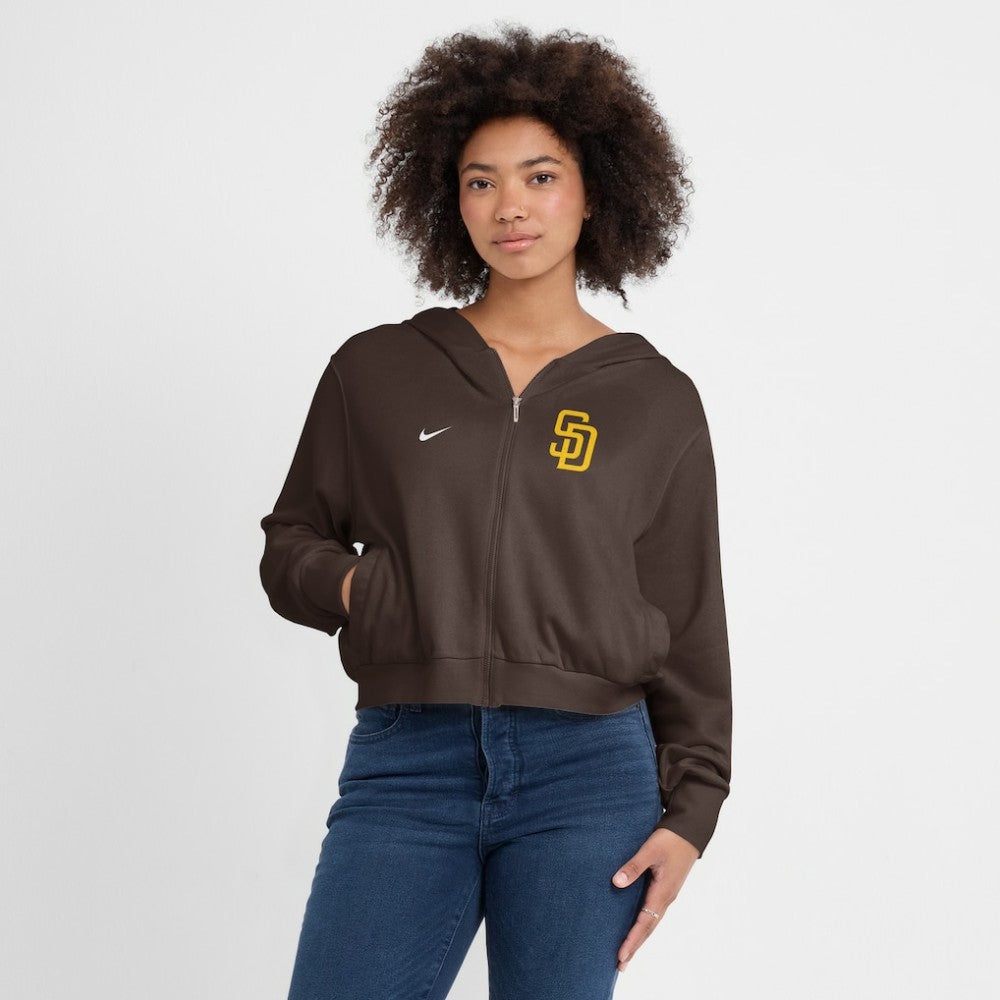 San Diego Padres Women's Cropped Chill Full-Zip Hoodie - Brown | Nike