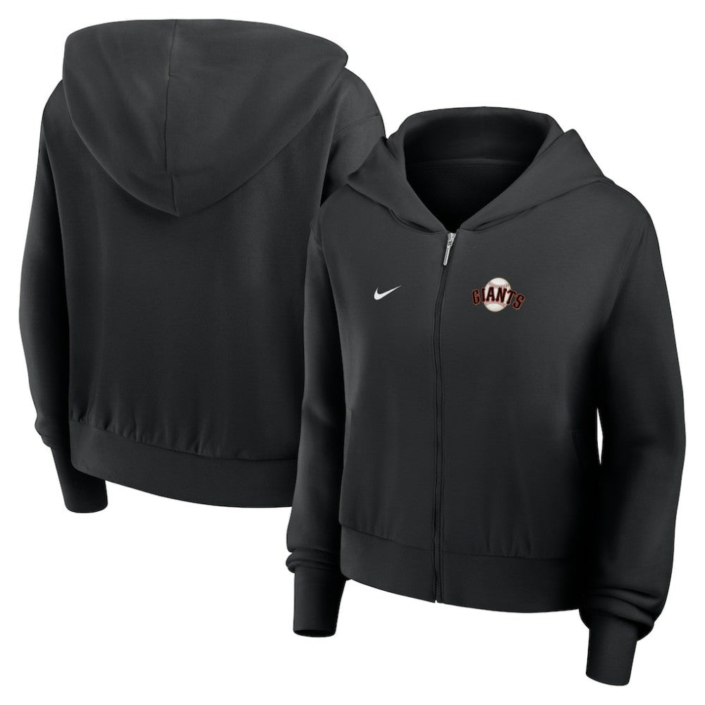 San Francisco Giants Women's Cropped Chill Full-Zip Hoodie - Black | Nike