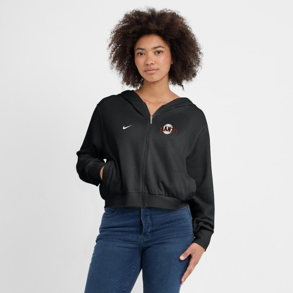 San Francisco Giants Women's Cropped Chill Full-Zip Hoodie - Black | Nike
