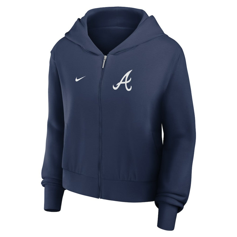 Atlanta Braves Women's Cropped Chill Full-Zip Hoodie - Navy | Nike