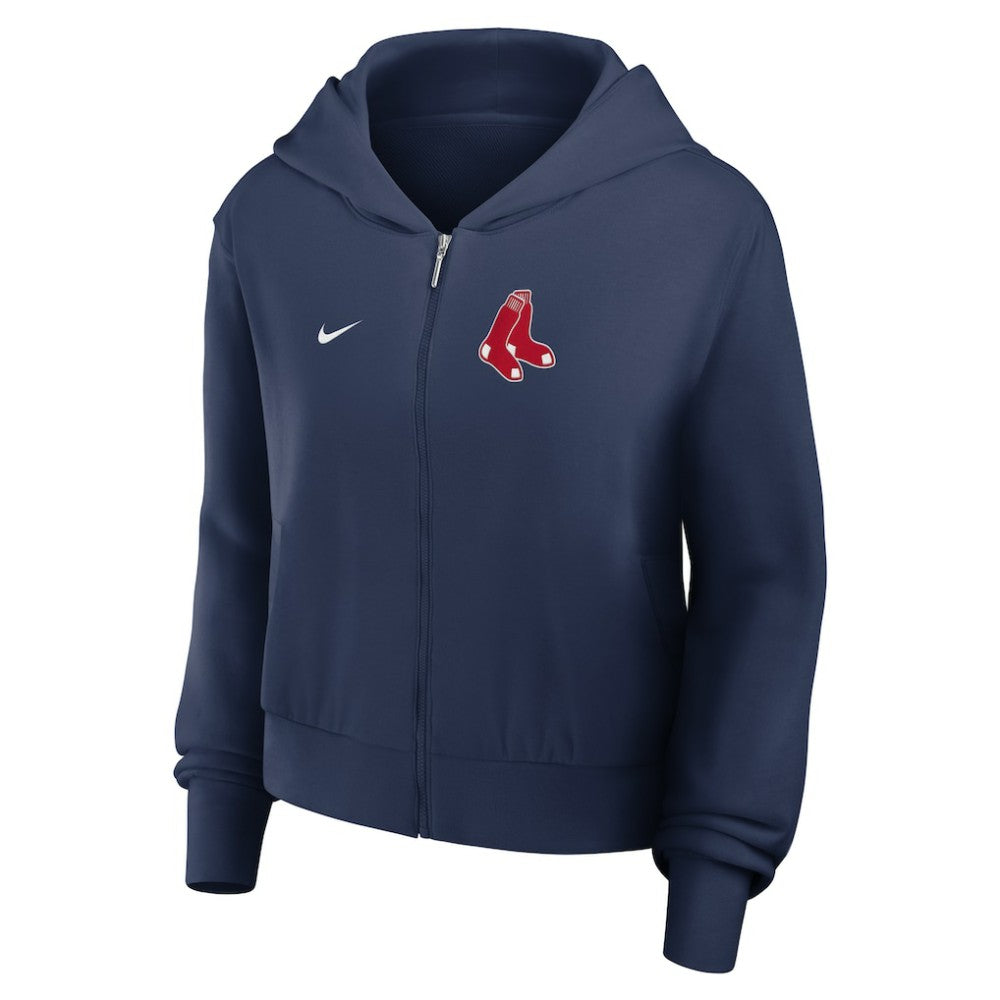 Boston Red Sox Women's Cropped Chill Full-Zip Hoodie - Navy | Nike