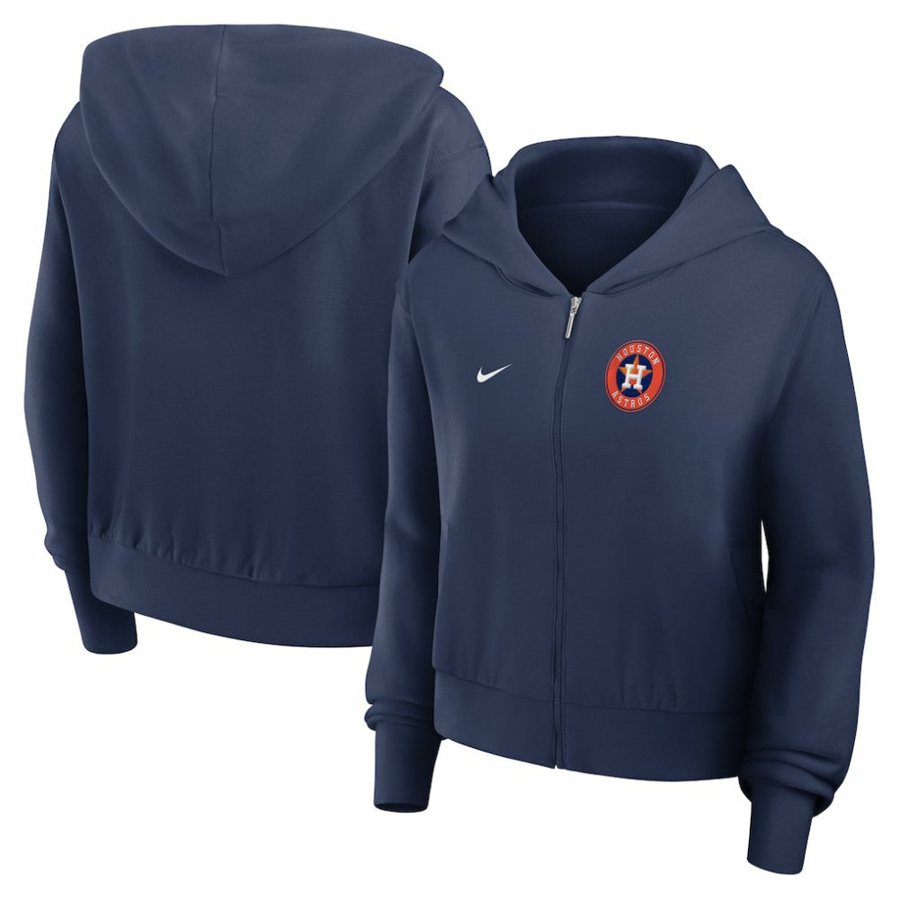 Houston Astros Women's Cropped Chill Full-Zip Hoodie - Navy | Nike