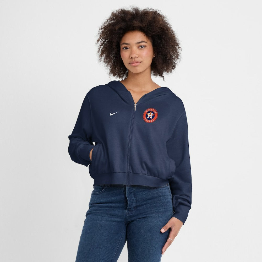 Houston Astros Women's Cropped Chill Full-Zip Hoodie - Navy | Nike