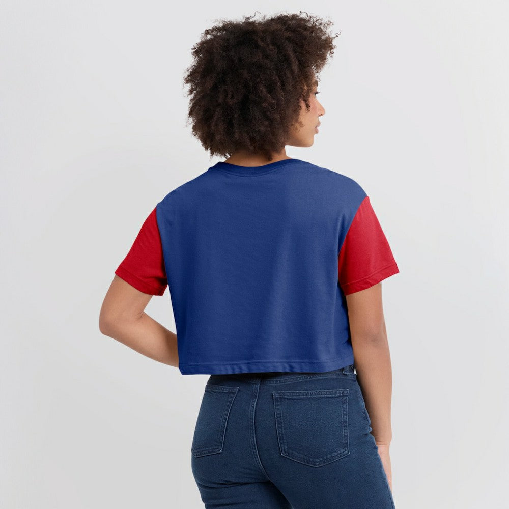 Philadelphia Phillies Women's Script Dri-FIT Cropped T-Shirt - Royal/Red | Nike