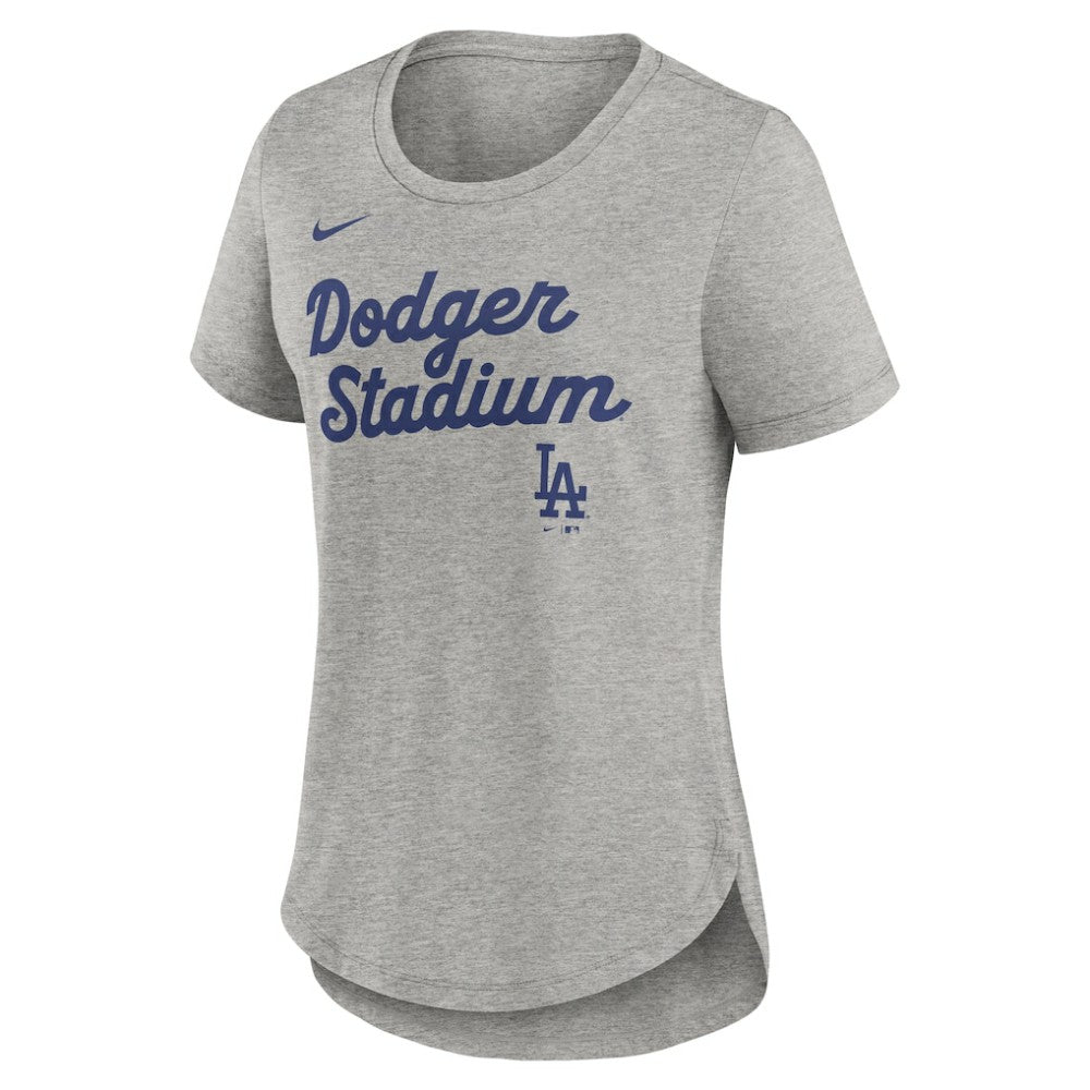 Los Angeles Dodgers Women's Script Tri-Blend T-Shirt - Heather Gray | Nike