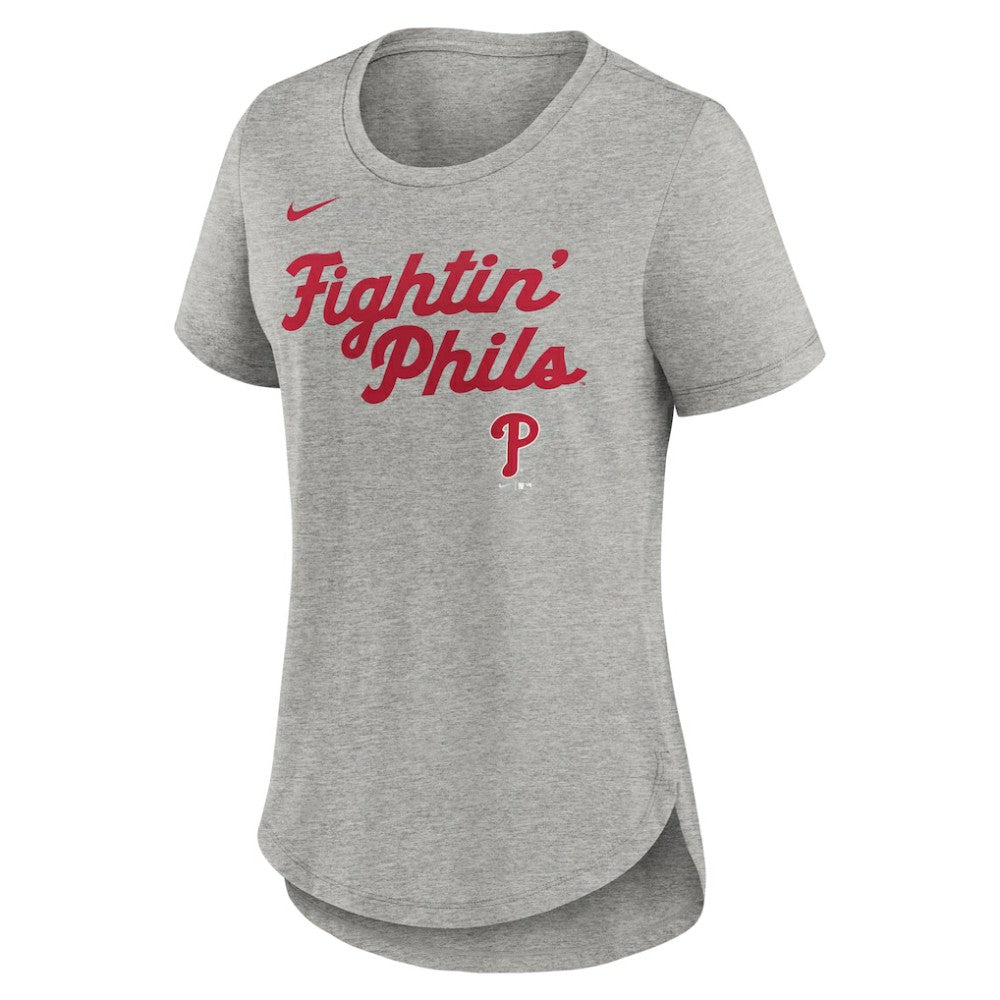 Philadelphia Phillies Women's Script Tri-Blend T-Shirt - Heather Gray | Nike