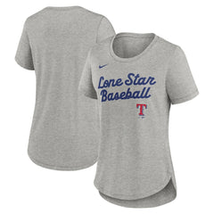 Texas Rangers Women's Script Tri-Blend T-Shirt - Heather Gray | Nike
