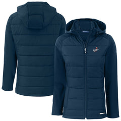Los Angeles Dodgers Cutter & Buck Women's  Evoke Hybrid Eco Softshell Recycled Full-Zip Hoodie Jacket - Navy