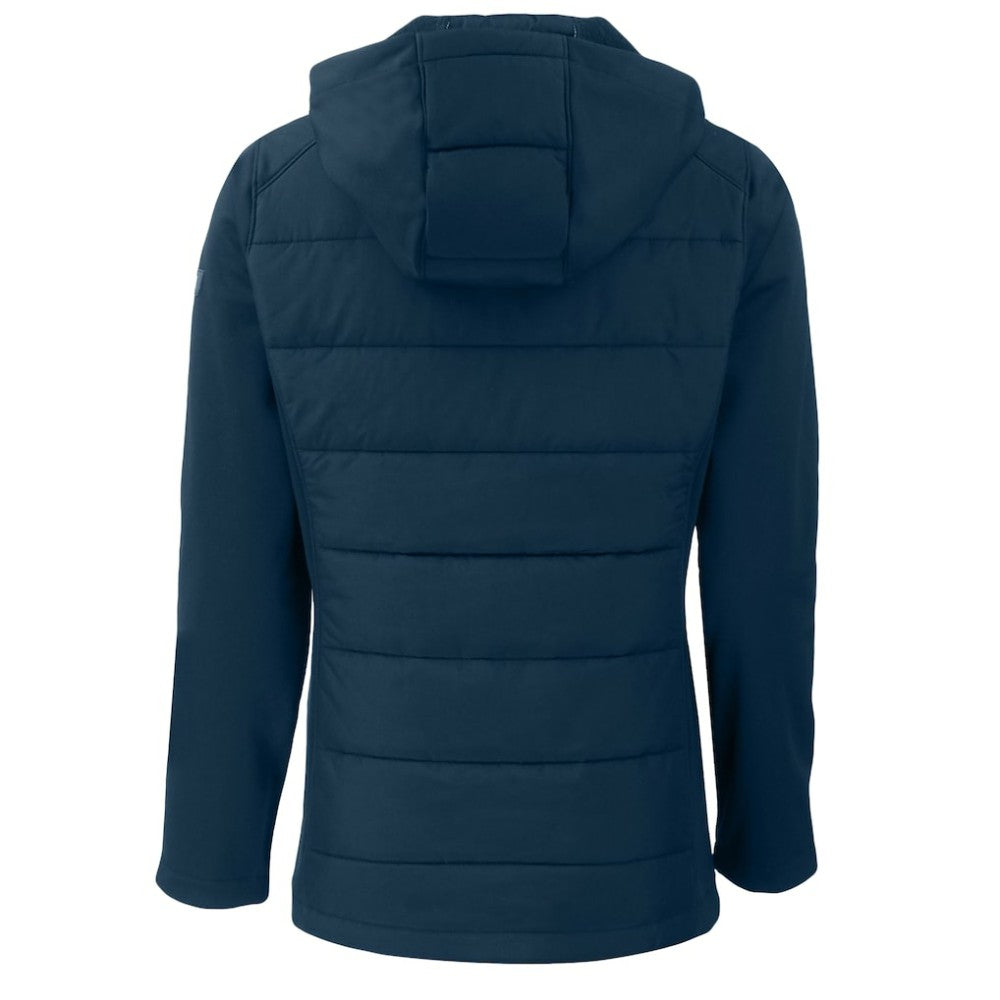Los Angeles Dodgers Cutter & Buck Women's  Evoke Hybrid Eco Softshell Recycled Full-Zip Hoodie Jacket - Navy