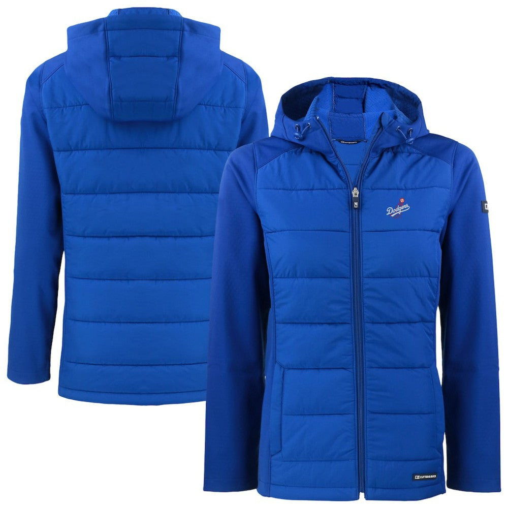 Los Angeles Dodgers Cutter & Buck Women's  Evoke Hybrid Eco Softshell Recycled Full-Zip Hoodie Jacket - Royal