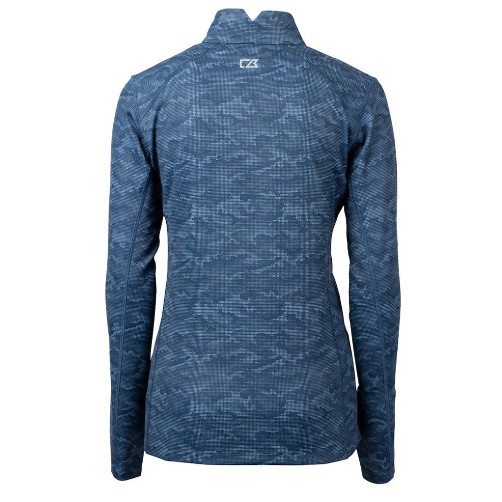 Seattle Mariners Cutter & Buck Women's  Traverse Camo Print Stretch Quarter-Zip Top - Navy