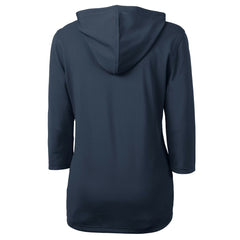 Cleveland Guardians Cutter & Buck Women's  DryTec Virtue Eco Pique Recycled 3/4-Sleeve Half-Zip Pullover Hoodie - Navy