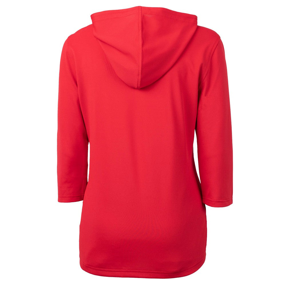 Cleveland Guardians Cutter & Buck Women's  DryTec Virtue Eco Pique Recycled 3/4-Sleeve Half-Zip Pullover Hoodie - Red